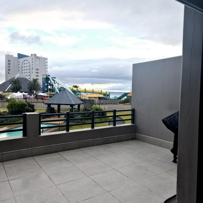 Scenic waterfront view from balcony overlooking Mossel Bay town and harbor