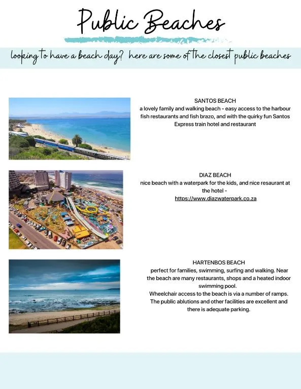 Aerial view of Diaz Beach with colorful waterpark and ocean shoreline
