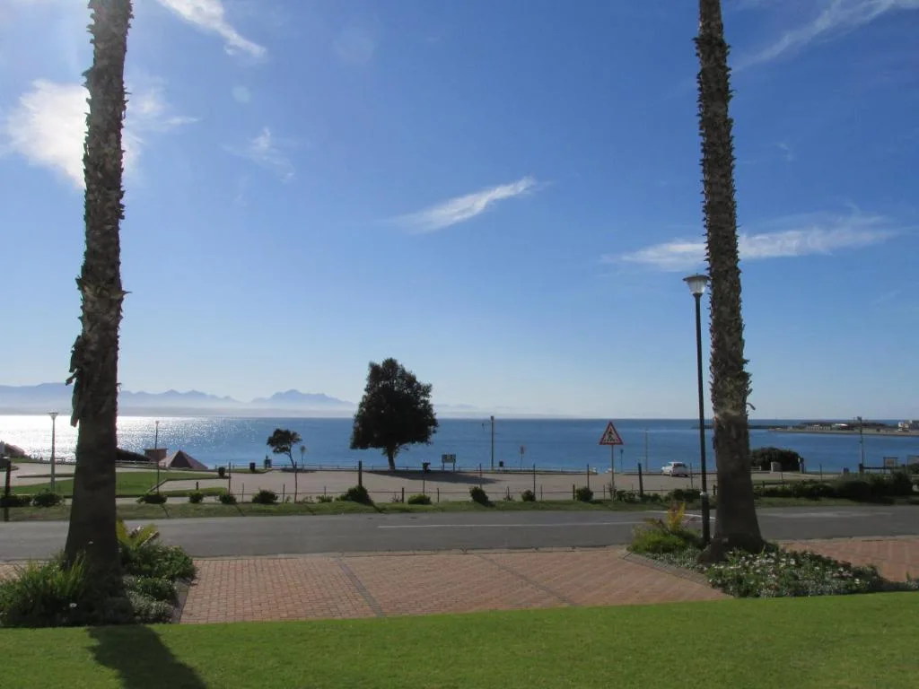Scenic ocean and mountain vista through palm trees from property grounds