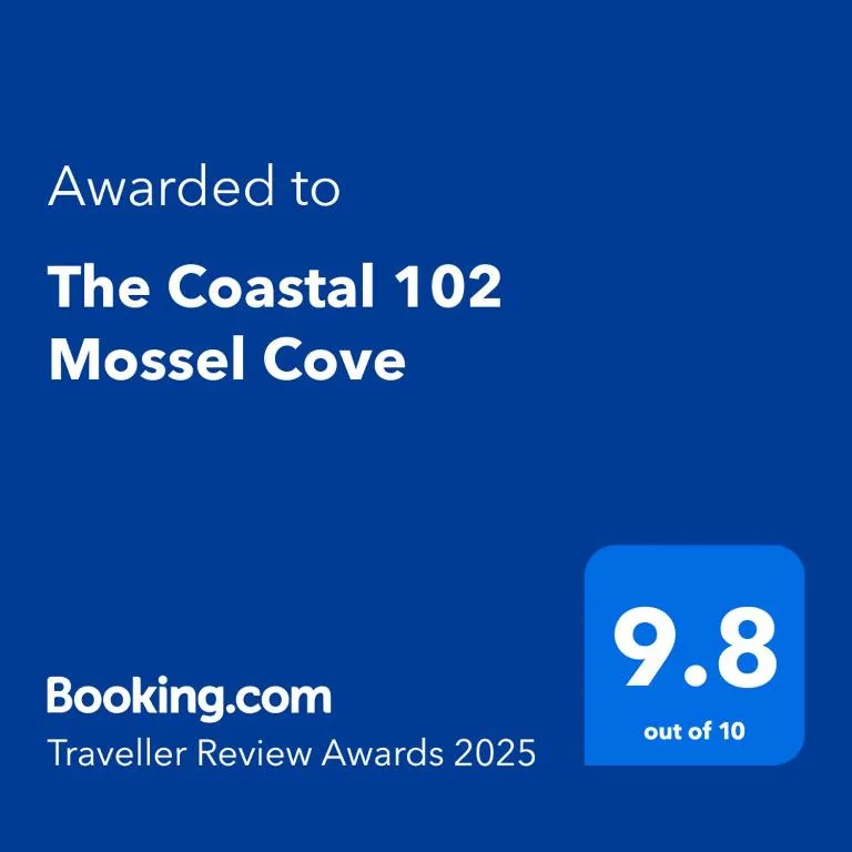 Booking.com award certificate for The Coastal 102 Mossel Cove property