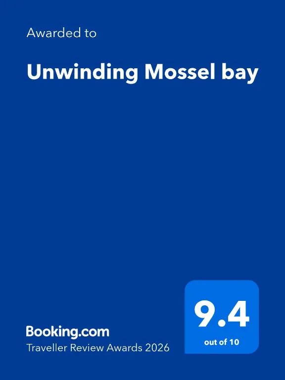 Booking.com award certificate for Unwinding Mossel Bay property rating